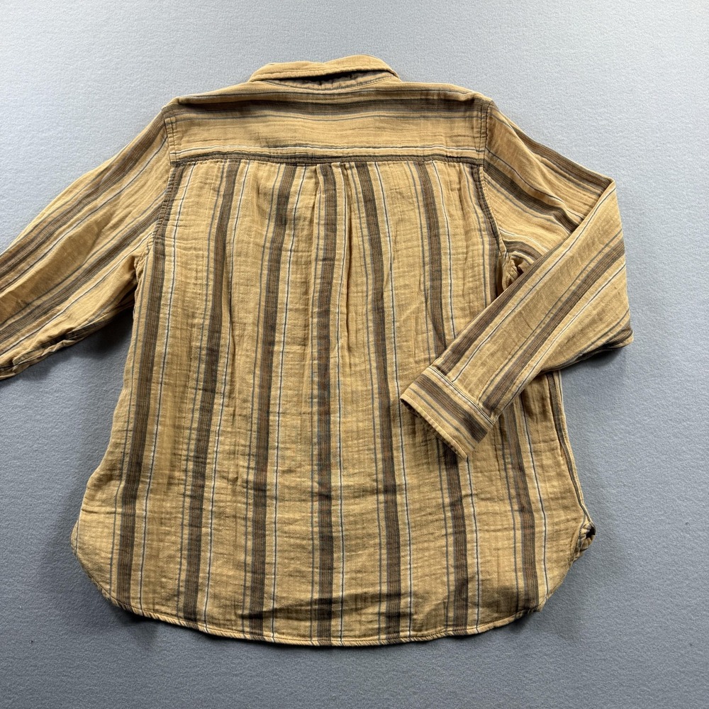 L.L.Bean Shirt Womens LG Petite Beige Cloud Gauze Striped Button Top Long Sleeve - Picture 7 of 7